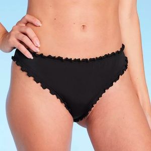 Black Ruffled Edge Bikini Bottoms